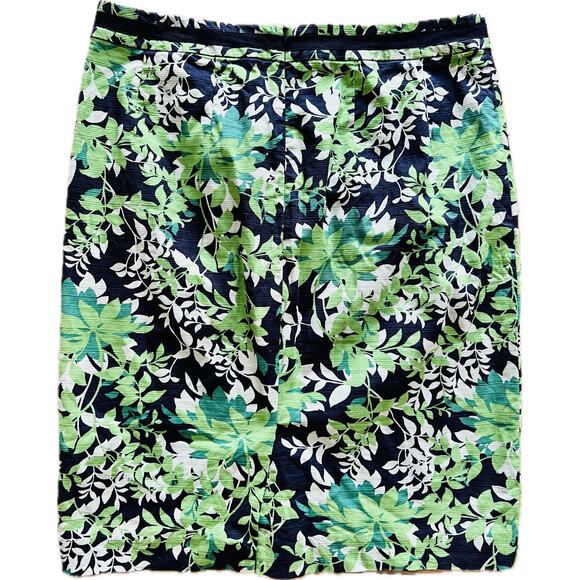 Boden Classic Pencil Skirt Green Navy Botanical Lattice US 10R UK 14R Straight - Picture 6 of 6